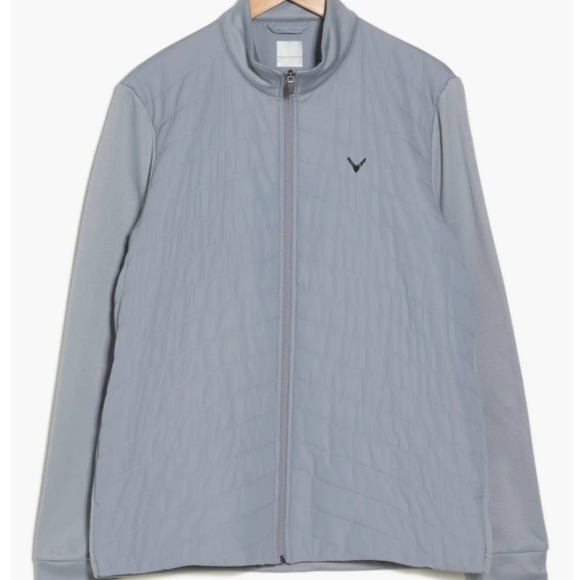 Callaway X Men LS Golf Jacket Grey Quilted Zip Puffer UPF Activewear Pockets NEW - Picture 3 of 14